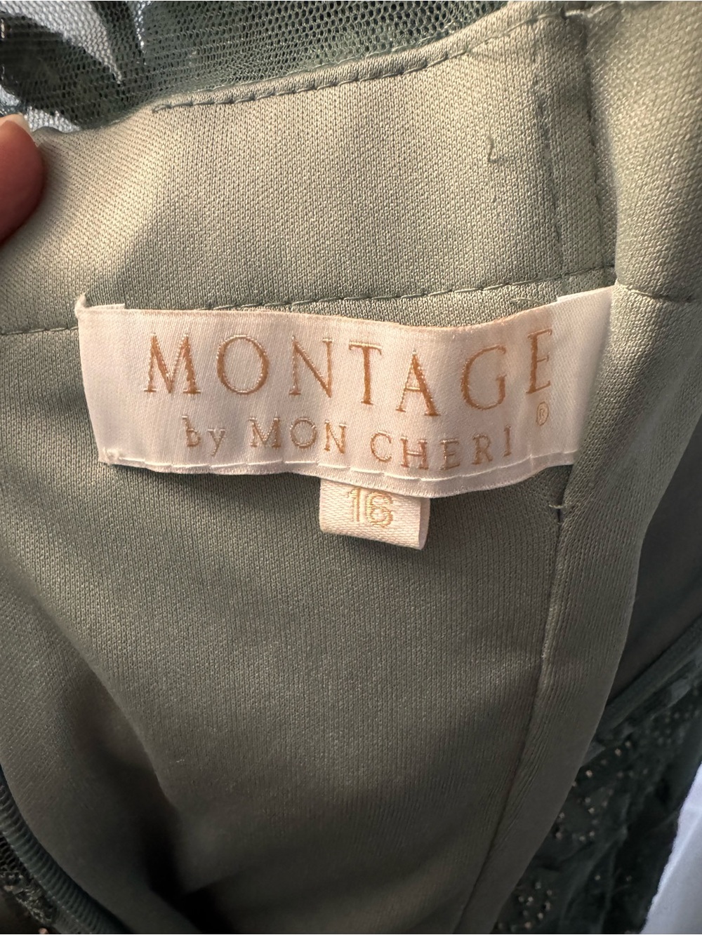 Montage by Mon Cheri Sage Embroidered V-Neck Maxi Gown. Mother of Bride - Picture 5 of 6